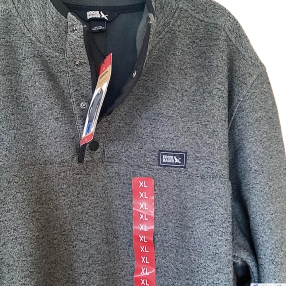 Eddie Bauer Mens Charcoal Sweater Fleece, XL, NWT - Picture 3 of 6